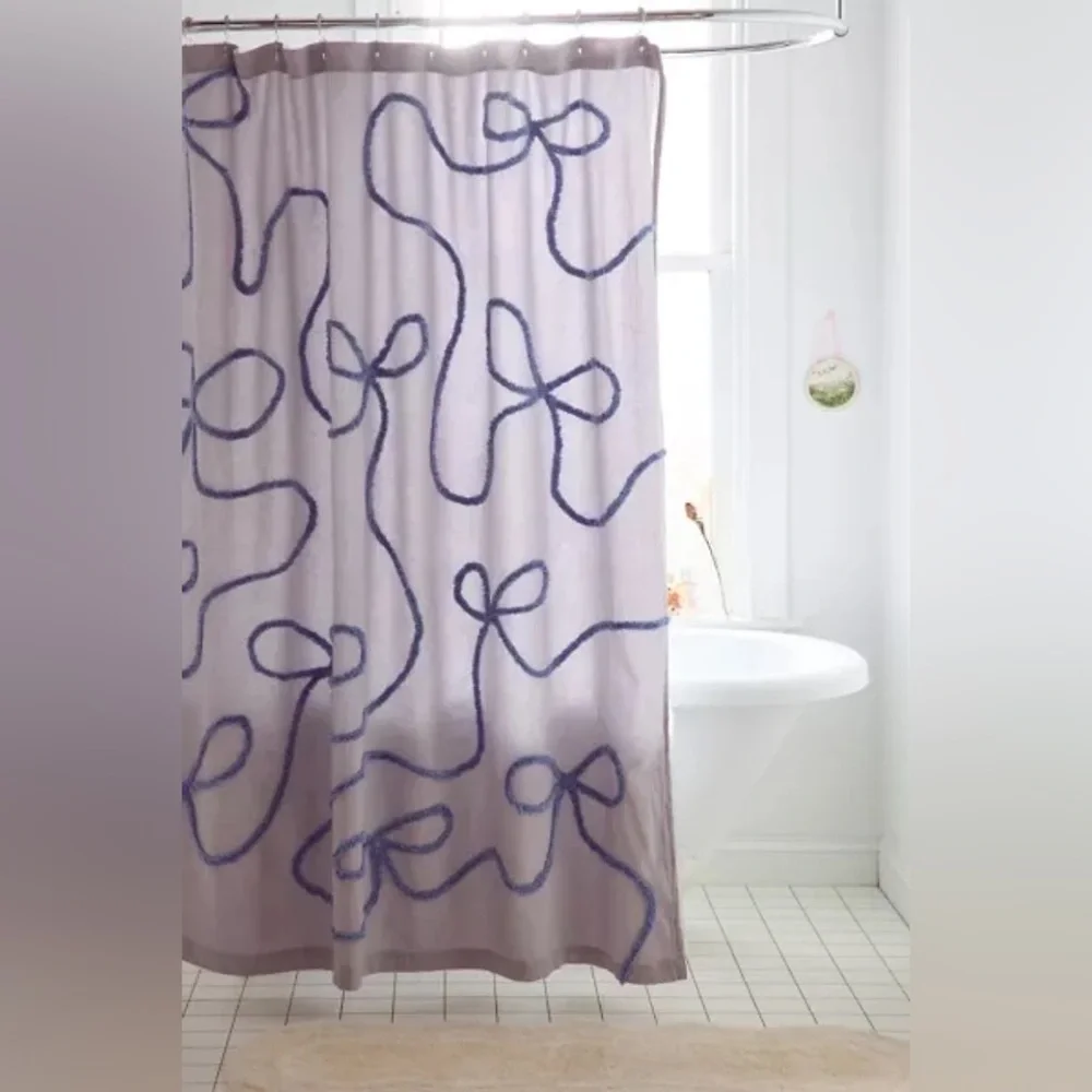 Wild Bows Tufted Shower Curtain from UO Home Cornflower Blue